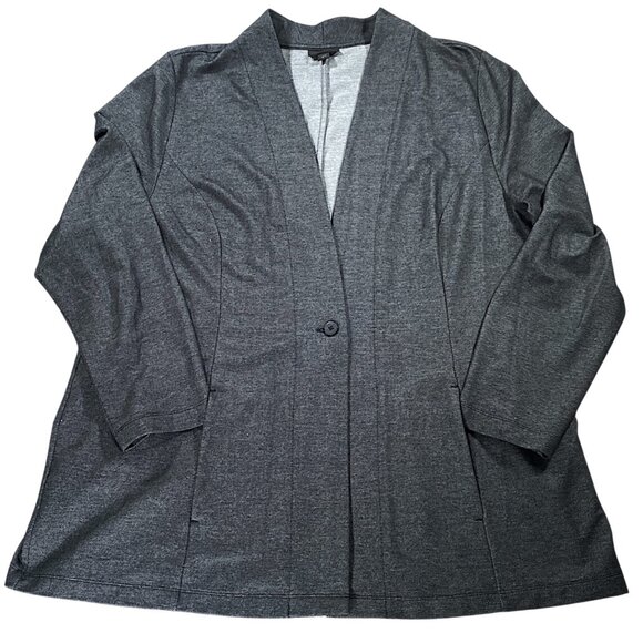 J Jill Jacket Womens XL Gray V Neck Button Pocket WEAREVER Artsy Boho Lagenlook - Picture 1 of 15